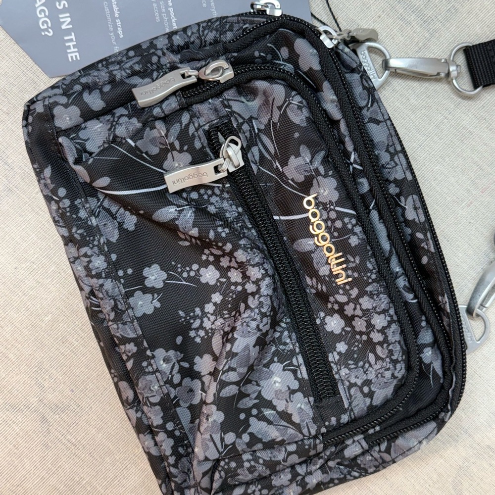 Baggallini Gray Floral Crossbody Bag